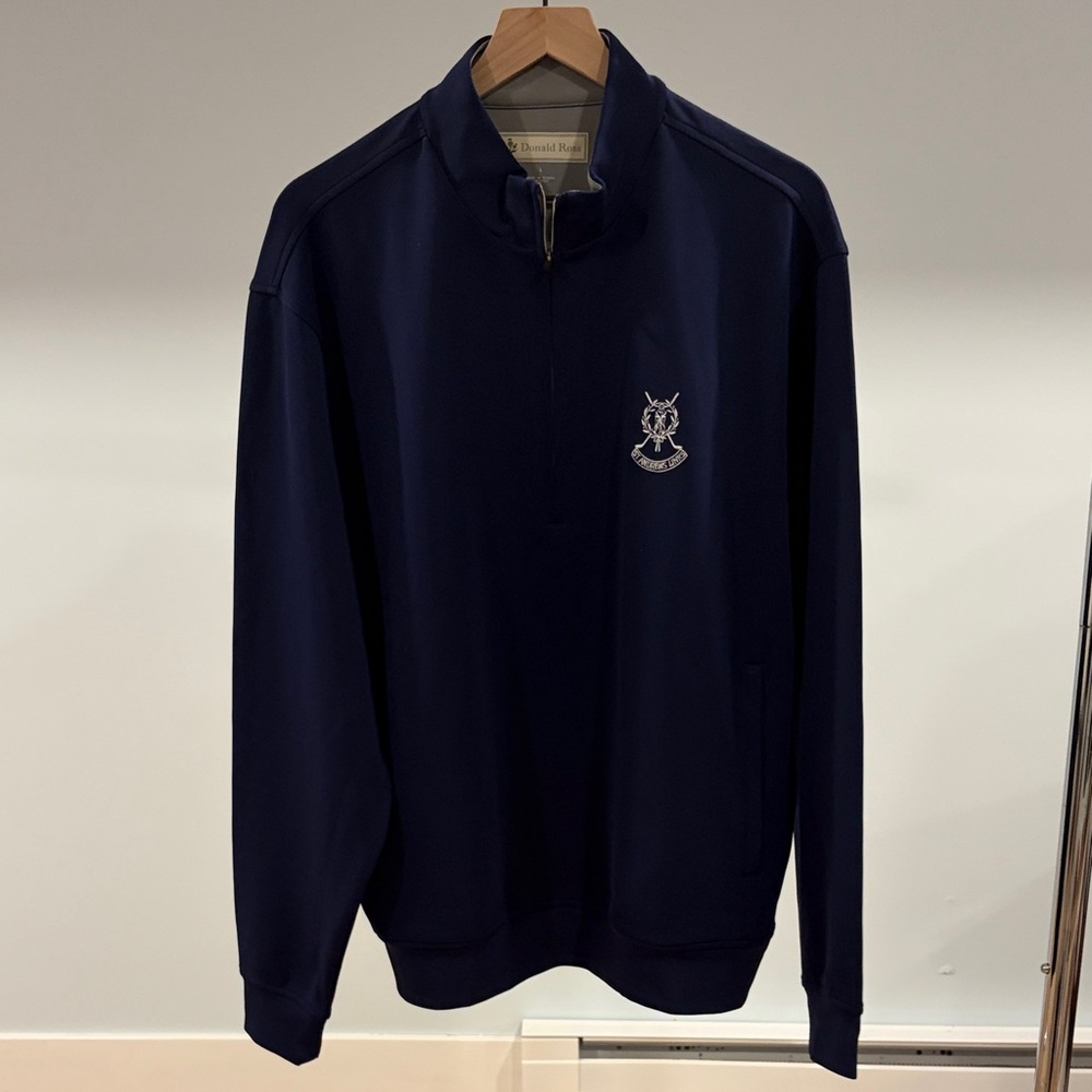 Navy Quarter-Zip Pullover with Embroidered Logo